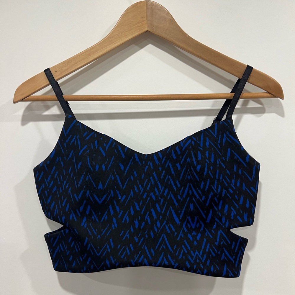 Black and Blue Patterned Crop Top - Picture 1 of 5